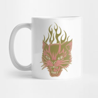 Flaming Cat - American Trad Tattoo Design Mug